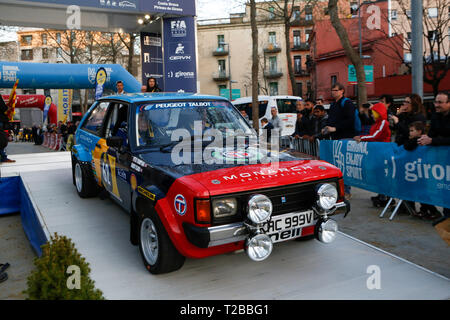 Inizio della sessantasettesima edizione di Moritz Historic Rally Costa Brava Girona, Spagna su 15.03.2019 Foto Stock