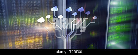 Sito web banner di intestazione. Tecnologia di cloud computing, networking, storage di dati. Concetto di Internet. Foto Stock