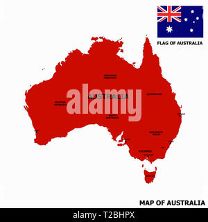 Mappa di Australia con bandiera. Infografico australiano. Foto Stock