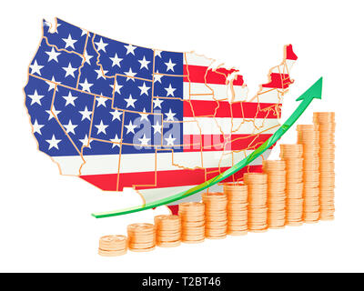 La crescita economica negli Stati Uniti concetto, 3D rendering isolati su sfondo bianco Foto Stock