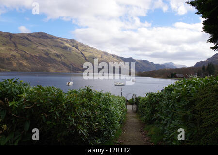 Loch Lomond dal Ardlui Hotel, Argyle, SCOZIA Foto Stock