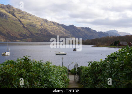 Loch Lomond dal Ardlui Hotel, Argyle, SCOZIA Foto Stock