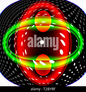 Attraversando le ellissi di colori rosso e verde. La rassegna è nero e la sagoma e forma sono lisci e morbidi. Foto Stock