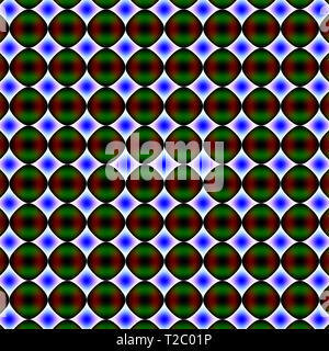 Computer art: disegno di punti e cerchi di diversa dimensione e colore formando un perspectivic o immagine simmetrica Foto Stock