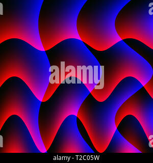 Onde sinusoidali di blu scuro e rosso con ampiezza differente Foto Stock