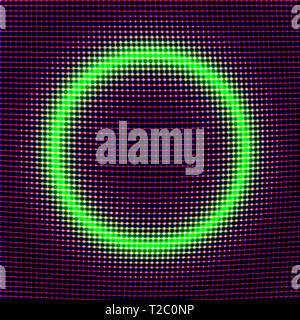 Computer art: disegno di punti e cerchi di diversa dimensione e colore formando un perspectivic o immagine simmetrica Foto Stock