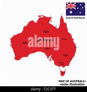 Mappa di Australia con bandiera. Infografico australiano. Illustrazione Vettoriale