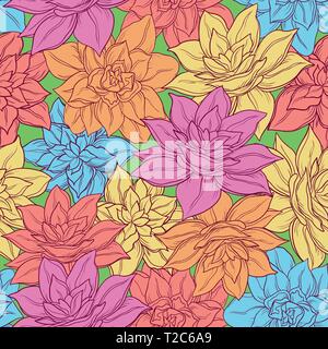 Seamless sfondo floreale, Tile Pattern, coloratissimi fiori di narciso. Vettore Illustrazione Vettoriale