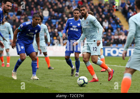 Cardiff, Regno Unito. 31 Mar, 2019. Ruben Loftus-Cheek di Chelsea (12) in azione. Premier League, Cardiff City v Chelsea al Cardiff City Stadium di domenica 31 marzo 2019. Questa immagine può essere utilizzata solo per scopi editoriali. Solo uso editoriale, è richiesta una licenza per uso commerciale. Nessun uso in scommesse, giochi o un singolo giocatore/club/league pubblicazioni. pic da Andrew Orchard/Andrew Orchard fotografia sportiva/Alamy Live news Credito: Andrew Orchard fotografia sportiva/Alamy Live News Foto Stock