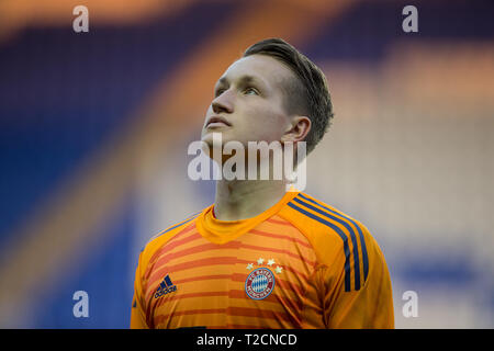 Reading, Berkshire, Regno Unito. 1 Aprile, 2019. durante la Premier League International Cup match tra la lettura di U23 e Bayern Monaco di Baviera II al Madejski Stadium, Reading, in Inghilterra il 1 aprile 2019. Foto di Andy Rowland. Credito: Andrew Rowland/Alamy Live News Foto Stock