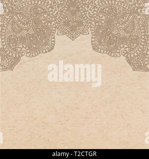 Vintage vecchio trama della carta con il vettore tradizionale orientale ornamento di paisley, stile indiano sfondo decorativo, disegnato a mano ornamento asiatici come engravin Illustrazione Vettoriale