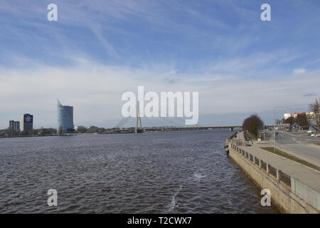 Riga Fiume Düna Foto Stock