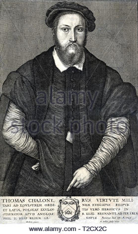 Sir Thomas Chaloner ritratto, 1521 - 1565, statista inglese e poeta, attacco da incisore boemo Wenceslaus Hollar da 1600s Foto Stock