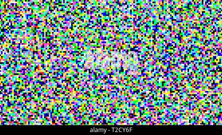 Pixel di sfondo per la schermata Vector. Segnale di rumore di pixel LCD Schermo. Vista interrotta. Video di errore. Digital Design. Monitor. Illustrazione Illustrazione Vettoriale