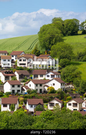 Piccoli riquadri - ordinato l'alloggiamento della tenuta di quasi identica staccato di case di città in città costiera di Teignmouth nel Devon, Regno Unito Foto Stock