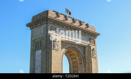 Arco di trionfo di Bucarest, Romania. Presa in aprile 2018 Foto Stock