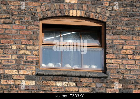 Banca Pot finestra, Stoke-on-Trent Foto Stock