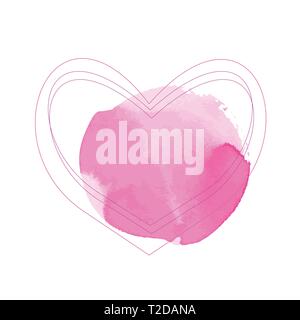 Semplice Festa della Mamma biglietto di auguri. Acquerello moderna dot, sottile linea cuore Illustrazione Vettoriale