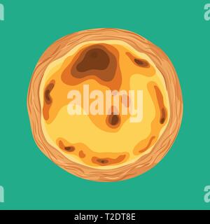 Crema portoghese tart - Pastel de nata, vista dall'alto. Tradizionale pasticceria portoghese Illustrazione Vettoriale
