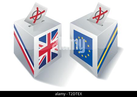 Urne con Europa e del Regno Unito e brexit Illustrazione Vettoriale