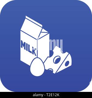 Il latte prodotto icona vettore blu Illustrazione Vettoriale