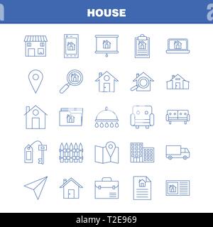 Casa icona Linea per il Web, la stampa e Mobile UX/UI Kit. Come ad esempio: carta, carta piano, piano, avvio, casa, ingrandimento, vetro, pittogramma Pack. - Vettore Illustrazione Vettoriale