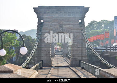 Punalur, Kerala, India - 1 Marzo 2019: Punalur ponte di sospensione Foto Stock