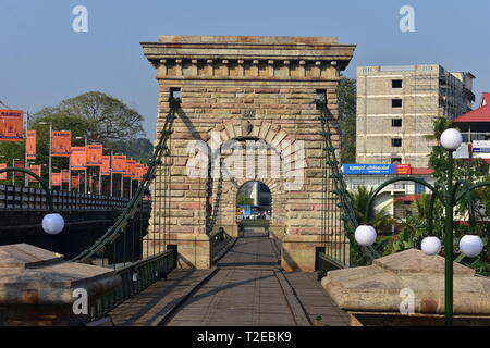 Punalur, Kerala, India - 1 Marzo 2019: Punalur ponte di sospensione in Kerala Foto Stock