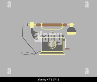 Telefono Vintage su sfondo grigio. Illustrazione Vettoriale Illustrazione Vettoriale