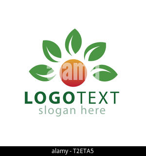 Fiore foglia icona logo template vettoriale Foto Stock