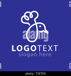 Lo Chef hat e Bird linea icona logo template vettoriale Foto Stock