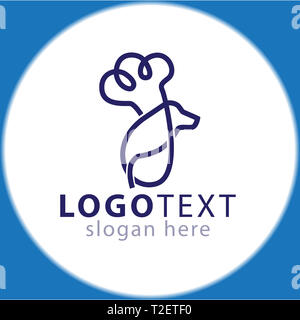 Lo Chef hat e dog line icona logo template vettoriale Foto Stock