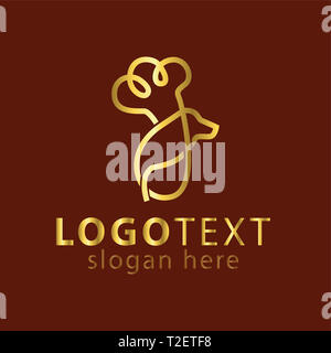 Lo Chef hat e dog line icona logo template vettoriale Foto Stock