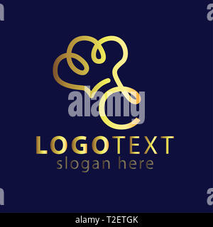 C la lettera e lo Chef hat linea icona logo template vettoriale Foto Stock