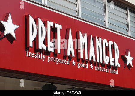 Pret a manger fast food store in Broad Street, Reading, Regno Unito Foto Stock