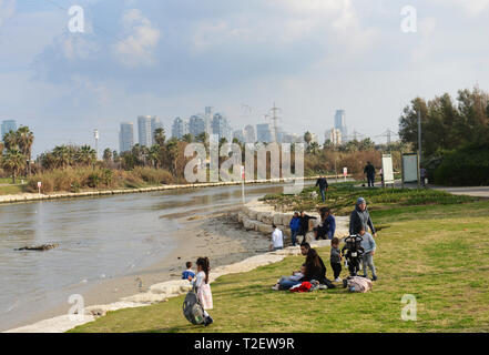 Il parco Yarkon in Tel Aviv. Foto Stock