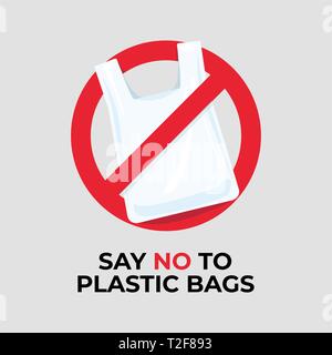 Dire di no ai sacchetti di plastica di segno. Illustrazione Vettoriale