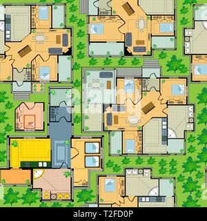 Seamless modello ripetitivo ingombro in pianta disegno, tecnologico sfondo concettuale per il business Illustrazione Vettoriale