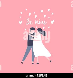 Disegnata a mano matura in amore e lettering "Essere mio'. Il giorno di san valentino del concetto. Illustrazione Vettoriale