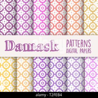 Seamless modello di ripetizione stile Damasco sfondo vettoriale illustrazioni Illustrazione Vettoriale