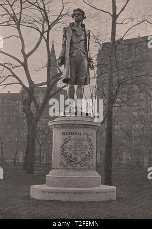 Statua di Nathan Hale-City Hall Park Foto Stock