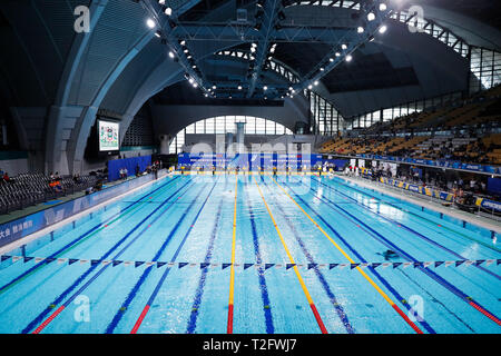 Tatsumi International centro nuoto, Tokyo, Giappone. 2 apr, 2019. Vista generale, 2 aprile 2019 - Nuoto : Giappone Mondiali di Nuoto (Giappone nuotare 2019) a Tatsumi International centro nuoto, Tokyo, Giappone. Credito: Naoki Morita AFLO/sport/Alamy Live News Foto Stock