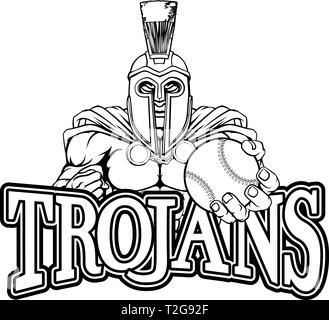 Spartan Trojan Baseball mascotte sportive Illustrazione Vettoriale