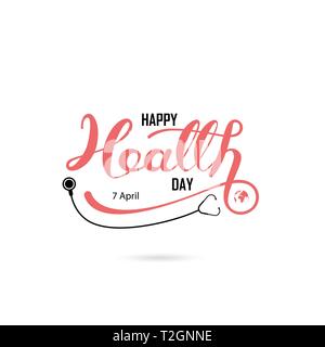 Giornata mondiale della salute tipografici ed elementi di design. Giornata mondiale della salute lettering icon.Giornata Mondiale della Salute logotipo simbolo.illustrazione vettoriale Illustrazione Vettoriale