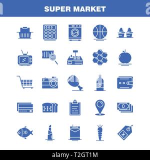 Super mercato glifo solido set di icone per Infographics, Mobile UX/UI Kit e print design. Includono: sigaretta, casella di sigarette, il pacchetto di sigarette, carota, Cru Illustrazione Vettoriale