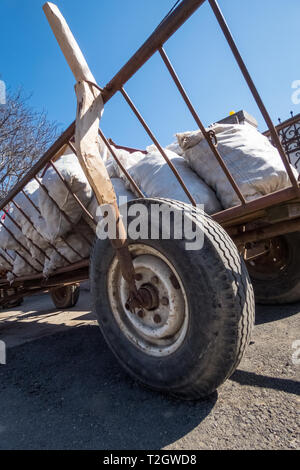 Caricato il carrello agricolo. Rurale scena. Foto Stock