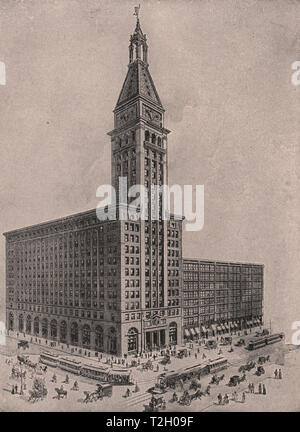 Montgomery Ward & Co. è di nuovo edificio, angolo della Michigan Avenue e Madison Street Foto Stock