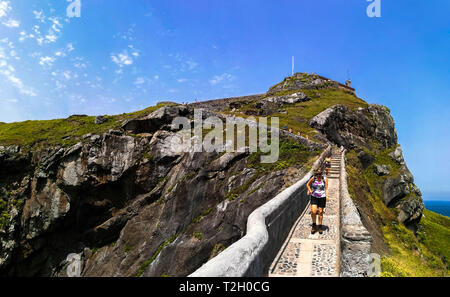 Paesaggio panoramico di San Juan de Gaztelugatxe, Bermeo, Paesi Baschi Foto Stock