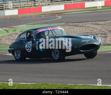 Robert Gate, Jaguar E-Type, 70's Road Sport campionato, HSCC, season opener, Sabato, 30 marzo 2019, Donington Park, il circuito da corsa, cjm foto Foto Stock