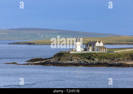 Faro di Helliar Holm nelle Isole Orcadi Scozia, Europa Foto Stock